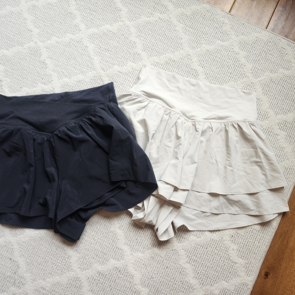 Offline by Aerie Black and Cream Layered Shorts Set